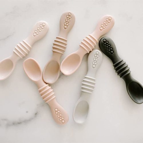 Simka Rose Silicone Baby Spoons Self Feeding 6 Months - First Stage Infant  Spoons for Babies 