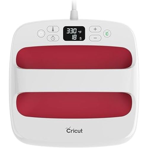 Cricut EasyPress 2 Heat Press Machine (9 in x 9 in), Ideal for T-Shirts, Tote Bags, Pillows, Aprons & More, Precise Temperature Control, Features Insulated Safety Base & Auto-Off, Raspberry