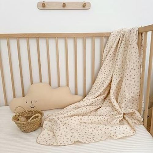 BuLuTu Muslin Cotton Girls Kids Toddler Blanket Pink Floral Blankets for Crib Toddler Bed Blankets Lightweight Children Nap Time Blanket for 1 2 3 4 5 6 Year Old Toddlers, 1 pc, 47"x51"