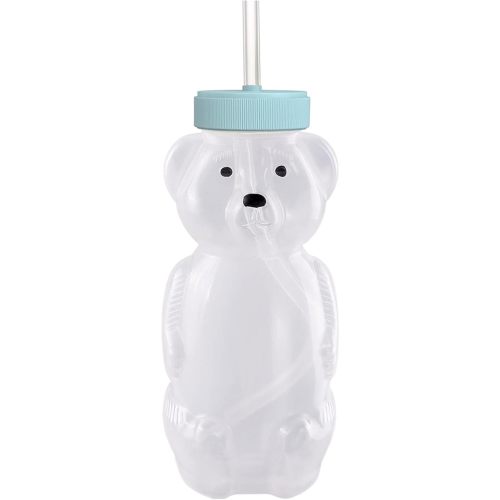 Honey Bear Straw Cups for Babies 1 pack, 8oz straw bear cup with improved safety lid design, honeybear baby cup straw, Leak-Proof & Food-Grade & BPA Free (AQUA)