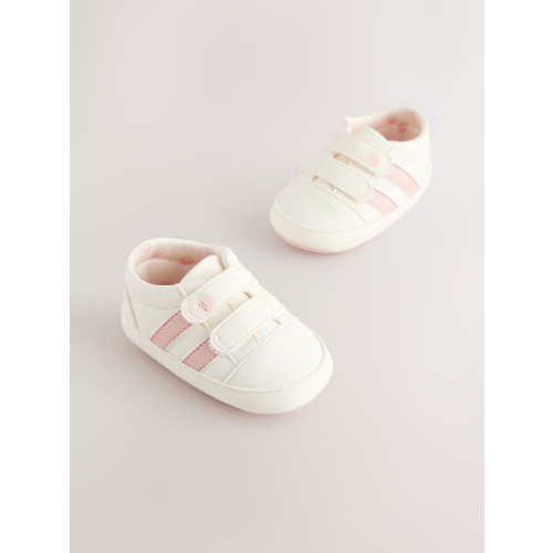 White/Pink Touch Fasten Baby Trainers (0-24mths)