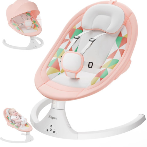 Baby Swings for Infants to Toddler, Electric Baby Swing and Infant Swings for Newborn, 10 Music with Remote Control and Bluetooth, 5 Swing Angles with Gentle Speed, 2 Seat Position, 0-9 Month (Pink)
