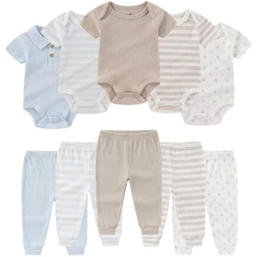 Baby Bodysuit and Pant Set Summer Ribbed Mix Match Infant Boy Girl Clothes Outfits