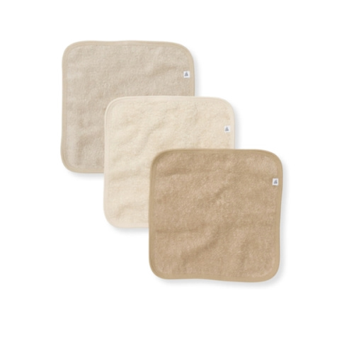 Organic Cotton Woven Terry Solid Washcloths 3 Pack Oat