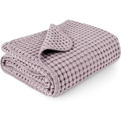 Konssy Waffle Baby Blankets, Nursery Blankets for Boys Girls, Swaddle Blankets Neutral Soft Lightweight Toddler and Kids Throw Blankets(Purple)