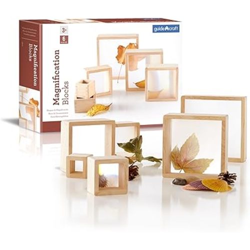 Guidecraft Magnification Blocks: STEM Building Educational Toy Set for Kids, Indoor Outdoor Block Play Accessory Set for Preschool and Toddler