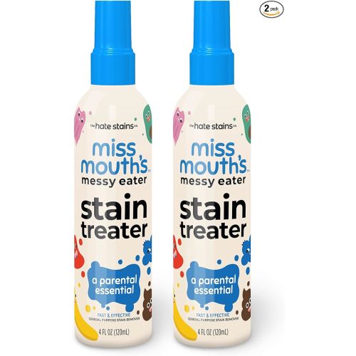 Miss Mouth's Messy Eater Stain Treater Spray - 4oz 2 Pack Stain Remover - Newborn & Baby Essentials - No Dry Cleaning Food, Grease, Coffee Off Laundry, Underwear, Fabric
