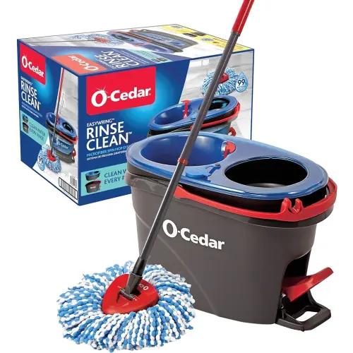O-Cedar EasyWring RinseClean Microfiber Spin Mop & Bucket Floor Cleaning System, Grey