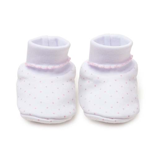 Polka Dot Booties, White with Pink