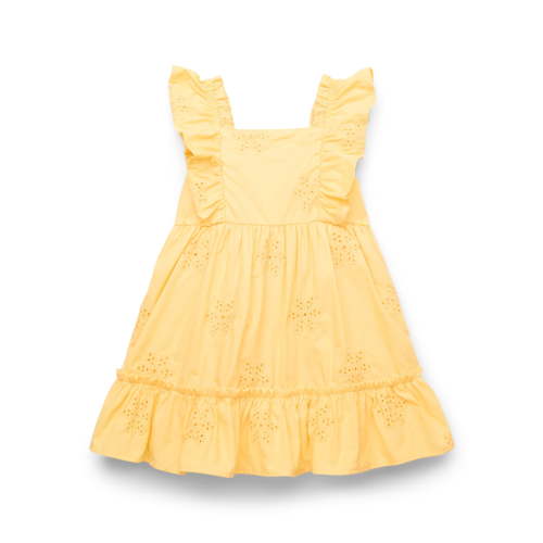 Wonder Nation Toddler Girls' Cotton Eyelet Dress with Flutter Sleeves, Sizes 12M-5T