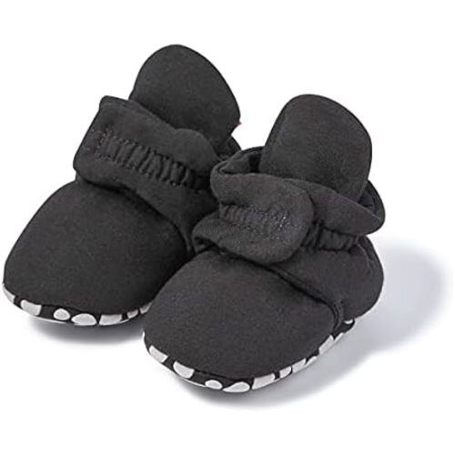 Babelvit Newborn Baby Boy Girl Soft Fleece Booties Stay On Infant Slippers Socks Shoe Non Skid Gripper Toddler First Walkers Winter Ankle Crib Shoes