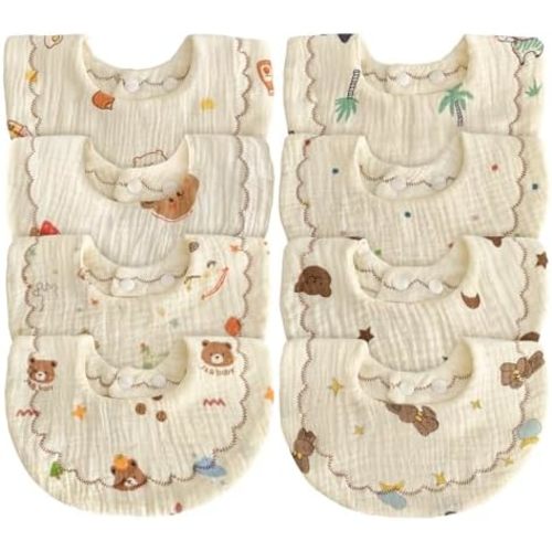 Baby Bibs Muslin Bibs 8 Pack for Drooling and Teething for Unisex Girls Boys