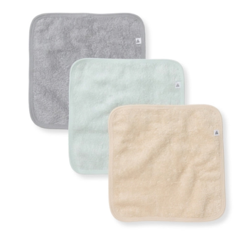 Organic Cotton Woven Terry Solid Washcloths 3 Pack Quarry