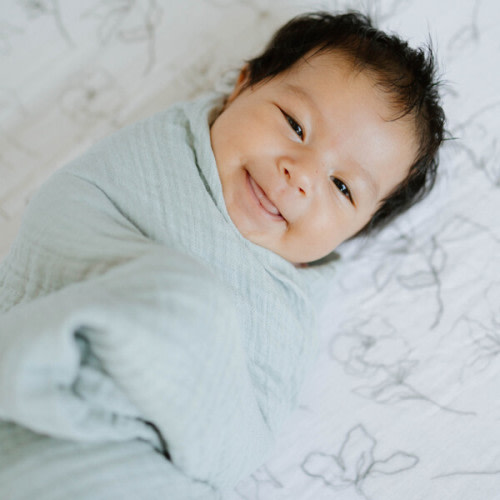 Organic Cotton Muslin Swaddle Blanket, White Sage - Little Unicorn | Maisonette