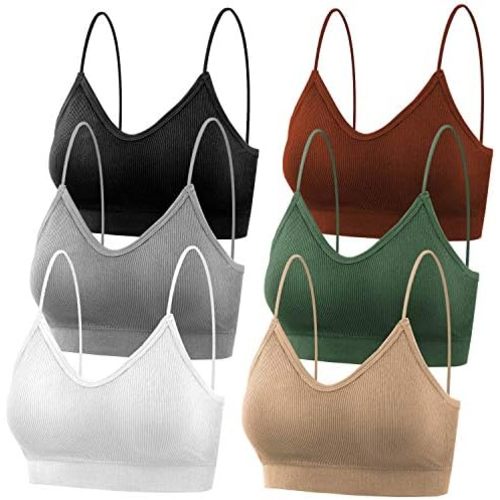 selizo Padded Bralettes for Women, 6 Pcs Sports Bras for Women Pack, V Neck Cami Bando Bra for Women Girls