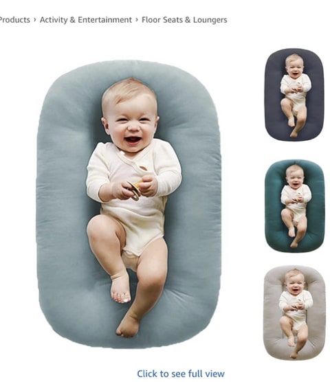 Baby Lounger for Newborn,Baby Nest for Newborn Soft Cotton Breathable for Playtime & Relaxation,Flat Babies Essentials Gifts Newborn Lounger for Boys & Girls 0-12 Months(Misty Blue)