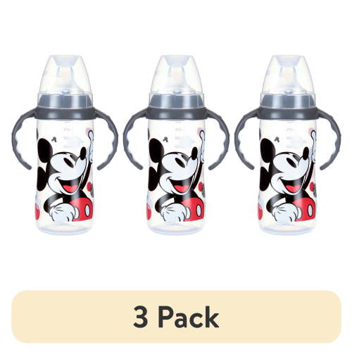 (3 pack) NUK Disney Learner Cup, Mickey Mouse, 10 oz, Soft Spout Sippy Cup, 6+ Months, Unisex