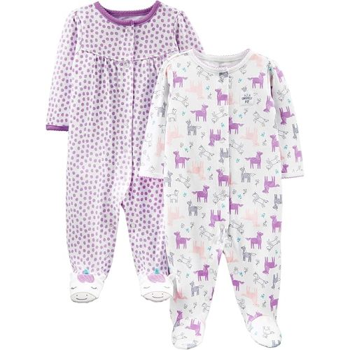 Simple Joys by Carter's Baby Girls' 2-Pack Cotton Snap Footed Sleep and Play