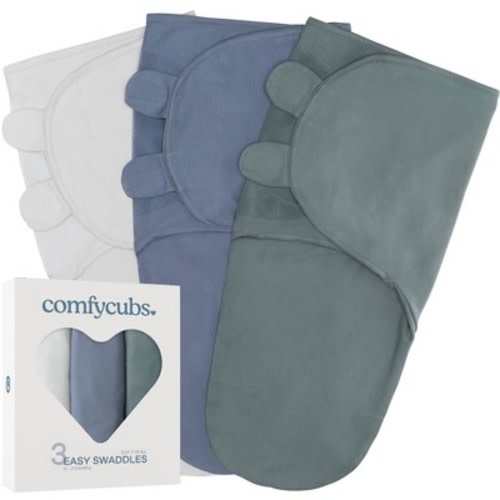 Swaddle Blankets for Baby Girl & Boy 3 Pack Sleep Sack Velcro by Comfy Cubs, Color: Stone, nomadic blue, azul, Size: small 0-3 months