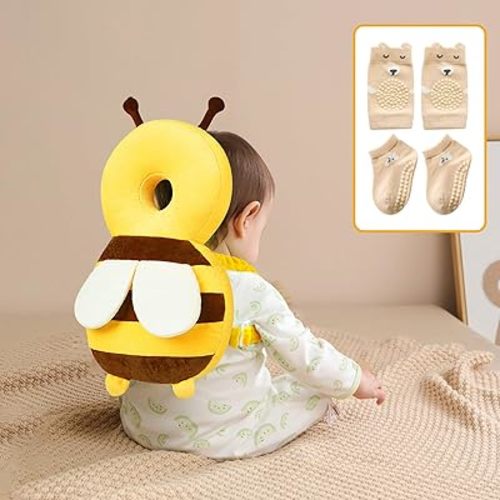 Baby Toddler Head Protector, Baby Head Protection Backpack, Adjustable（Bee）