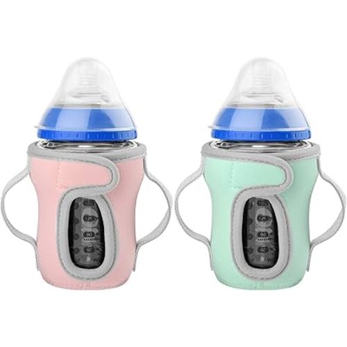 Beautyflier Glass Baby Bottle Sleeve Covers for Tommee Tippee Nature Baby Bottles with Dual Handle, 3.8mm Thicken Heat and Cold Retention Baby Bottle Sleeve (9OZ)