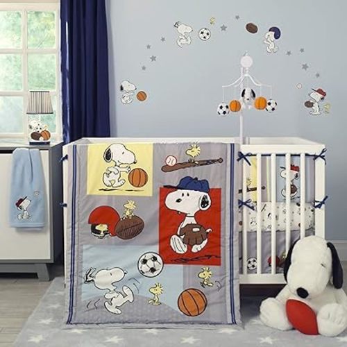 Bedtime Originals 3 Piece Snoopy Sports Bedding Set Blue