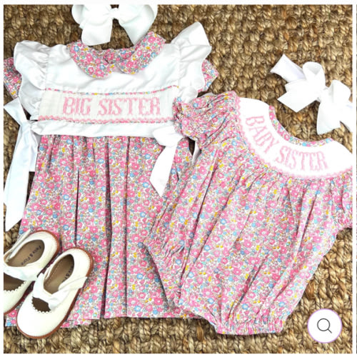Baby Sister Smocked Floral Romper – Pleats and Stitches