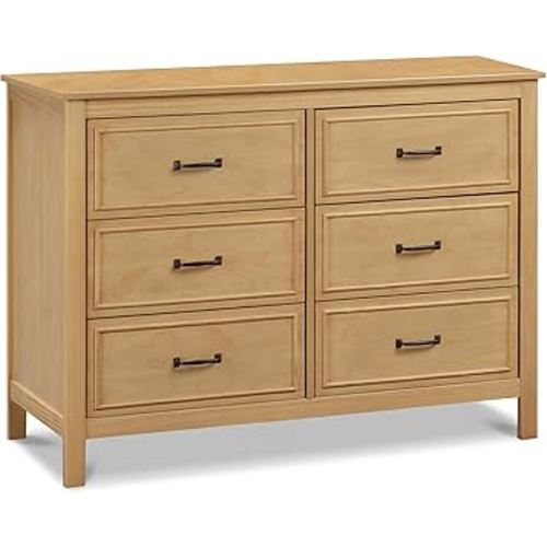 DaVinci Charlie 6-Drawer Baby Dresser - Wooden Double Chest of Drawers for Kids, Boys and Girls - Multi-Purpose Storage Dresser for Bedroom, Nursery, Living Room & Hallway, Easy to Assemble - Honey