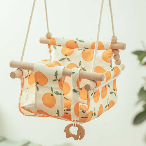Cotton Canvas Baby Swing in Oranges