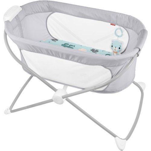 Fisher-Price Soothing View Vibe Bassinet Portable Baby Crib with Music & Vibrations, Cool Cactus