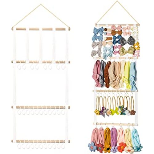 Headband Holder Hair Bows Holder for Baby Girls, Hanging Baby Headbands Organizer Storage Newborn Hair Accessories Storage Hanging Decor for Wall, Door or Closet in Girls Room