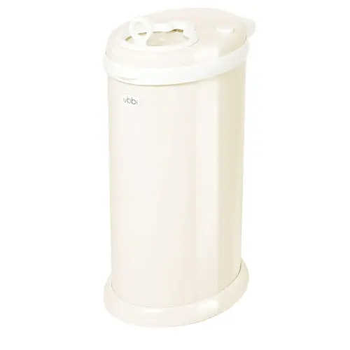 Ubbi Stainless Steel Diaper Pail, Odor Locking, No Special Bag Required, Award-Winning, Registry Must-Have, Cream