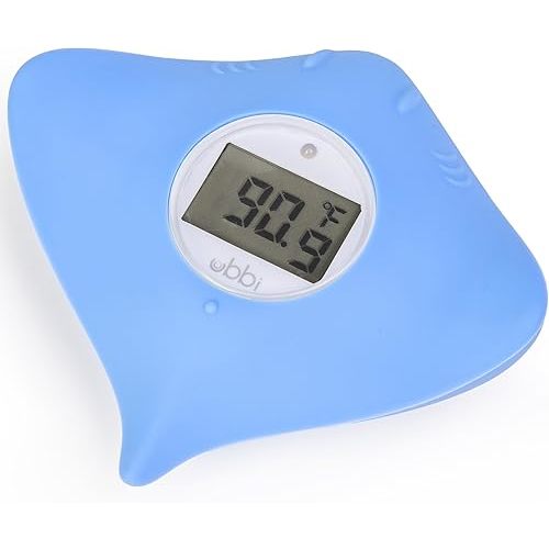 Ubbi Stingray Baby Bath Thermometer for Newborns and Infants, Accurate and Instant High and Low Digital Reads, Floating Silicone Safety Thermometer, Newborn Registry Must Haves, Blue