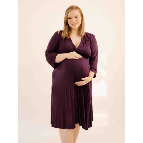Lila Labor & Postpartum Gown in Plum