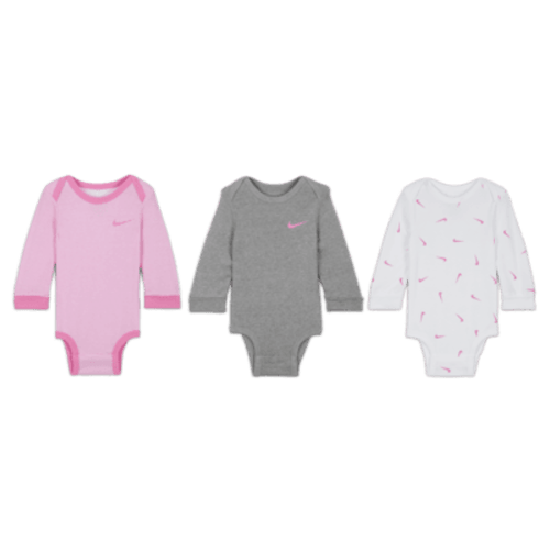Nike Baby Essentials Baby (0-9M) Long Sleeve Bodysuits (3 Pack)