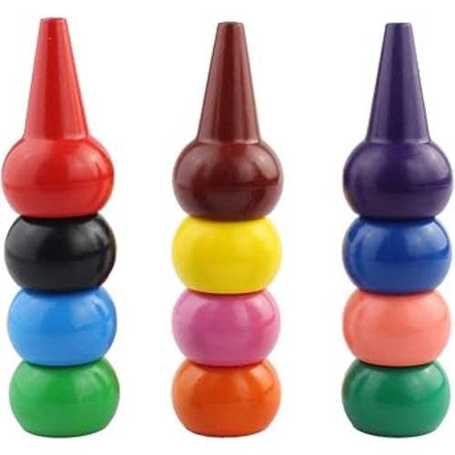 Finger Crayons for Toddlers, Palm-Grip Crayons 12 Colors Paint Crayons Sticks Stackable Toys for Kids Toddlers Child Boys and Girls Non Toxic Crayons Washable