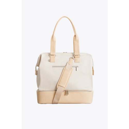 BÉIS 'The Mini Weekender' In Beige - Small Beige Weekender Bag & Travel Duffle Bag