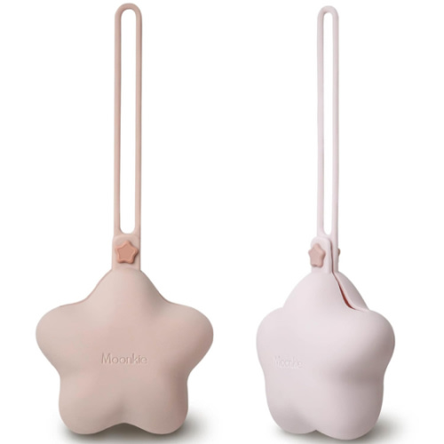Moonkie Silicone Pacifier Holder Case, Cute Portable Pacifier Storage Case, 2 Pack