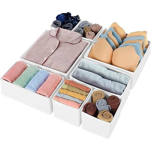Criusia Drawer Organizer Clothes, 8 Pack - White