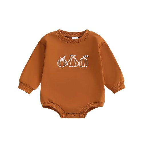 Kuriozud Newborn Baby Boy Girl Bubble Romper Funny Letter Long Sleeve Oversized Sweater Tops Fall Winter Clothes