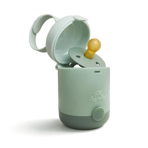 Itzy Ritzy Pacifier Holder - Dual-Sided to Keep Clean & Dirty Pacifiers Separate, Sage (Pacifiers Not Included)