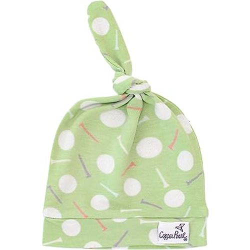 Copper Pearl Baby Beanie Hat Top Knot Stretchy Soft Bogey