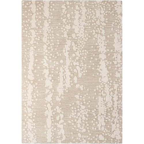 Nicole Miller New York Mod Weave Abstract Knotted Texture Handcrafted Area Rug, 100% Wool Rug, Taupe, 6'x9'