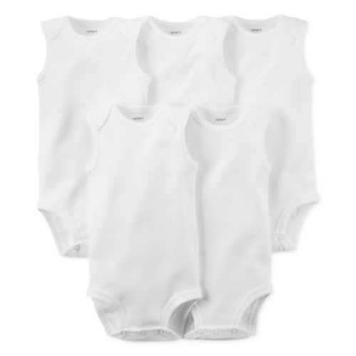 Baby Boys or Baby Girls Sleeveless Bodysuits, Pack of 5