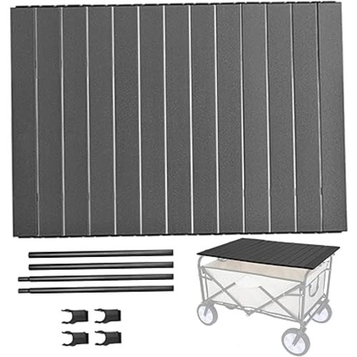 Wagon Table Top Attachment Collapsible Wagon Table Top Aluminum Alloy Heavy Duty Wagon Table Waterproof Portable Wagon Table for Camping Picnic Black.