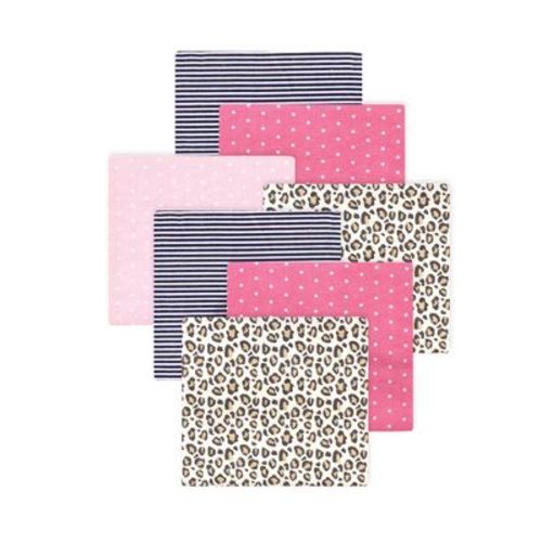 Little Treasure Hudson Baby Girls Cotton Poly Flannel Receiving Blankets Multipack, Pink Leopard, 30x30 Inches