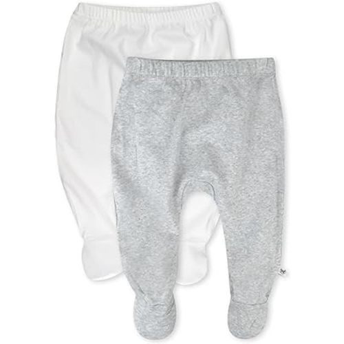HonestBaby 2-Pack Footed Pants Roomy Fit Pull on Bottoms 100% Organic Cotton for Infant Baby Boys, Girls, Unisex