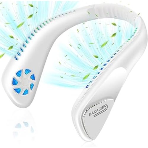 Kakashi 6000mAh Portable Neck Fan Rechargeable, Bladeless Operated Wearable Personal Fan with 3 Speeds, 360°Cooling Leafless Hanging Neck Fan Blow Cold Air for Travel Outdoor