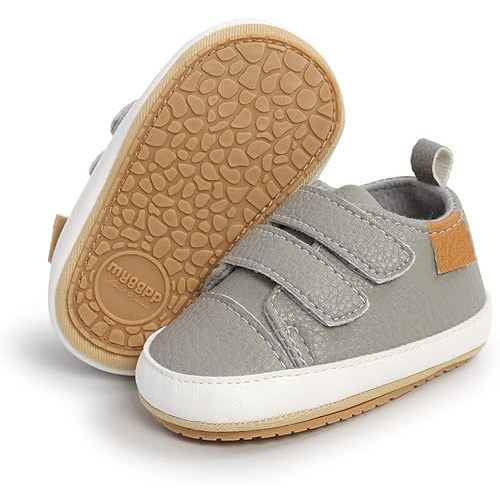 SOFMUO Baby Boys Girls High Top Ankle PU Leather Sneakers Soft Rubber Sole Infant Moccasins Newborn Oxford Loafers Anti-Slip Toddler Wedding Uniform Dress Shoes