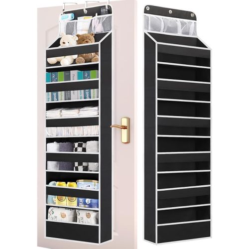 Over the Door Storage, Large Capacity Behind Closet Door Organizer for Bedroom Nursery to Store Diaper Kids Toys Shoes Sundries Over Door Hanging Organizer with 6 Tier Clear Deep Pockets 1 Pack